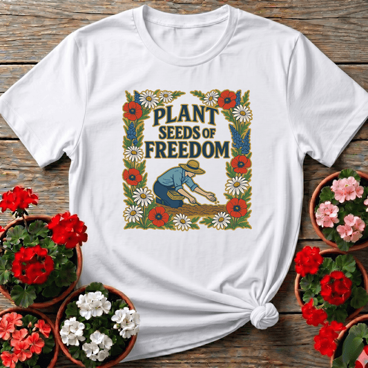 Plant Seeds of Freedom Vintage Floral Gardening T-Shirt - GardeningTshirts