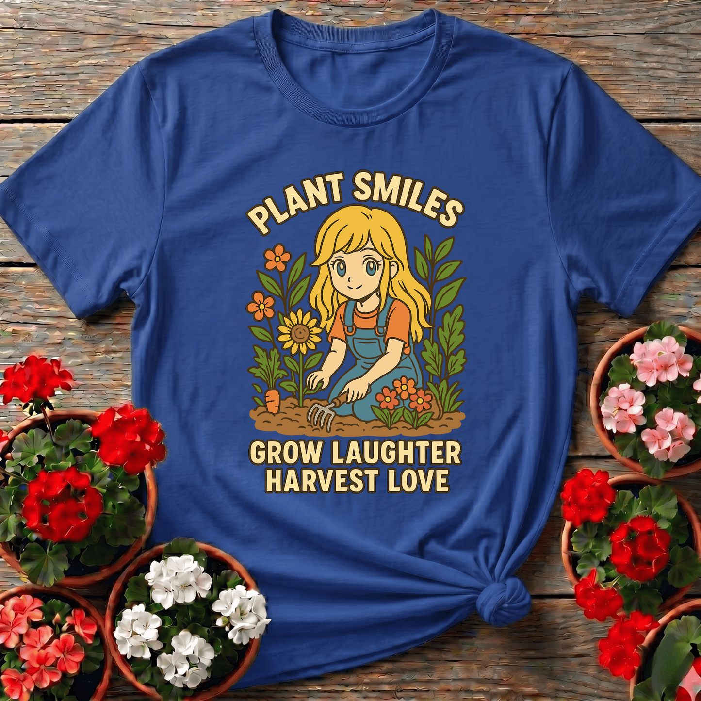 Plant Smiles Grow Laughter Harvest Love Anime Tee - GardeningTshirts