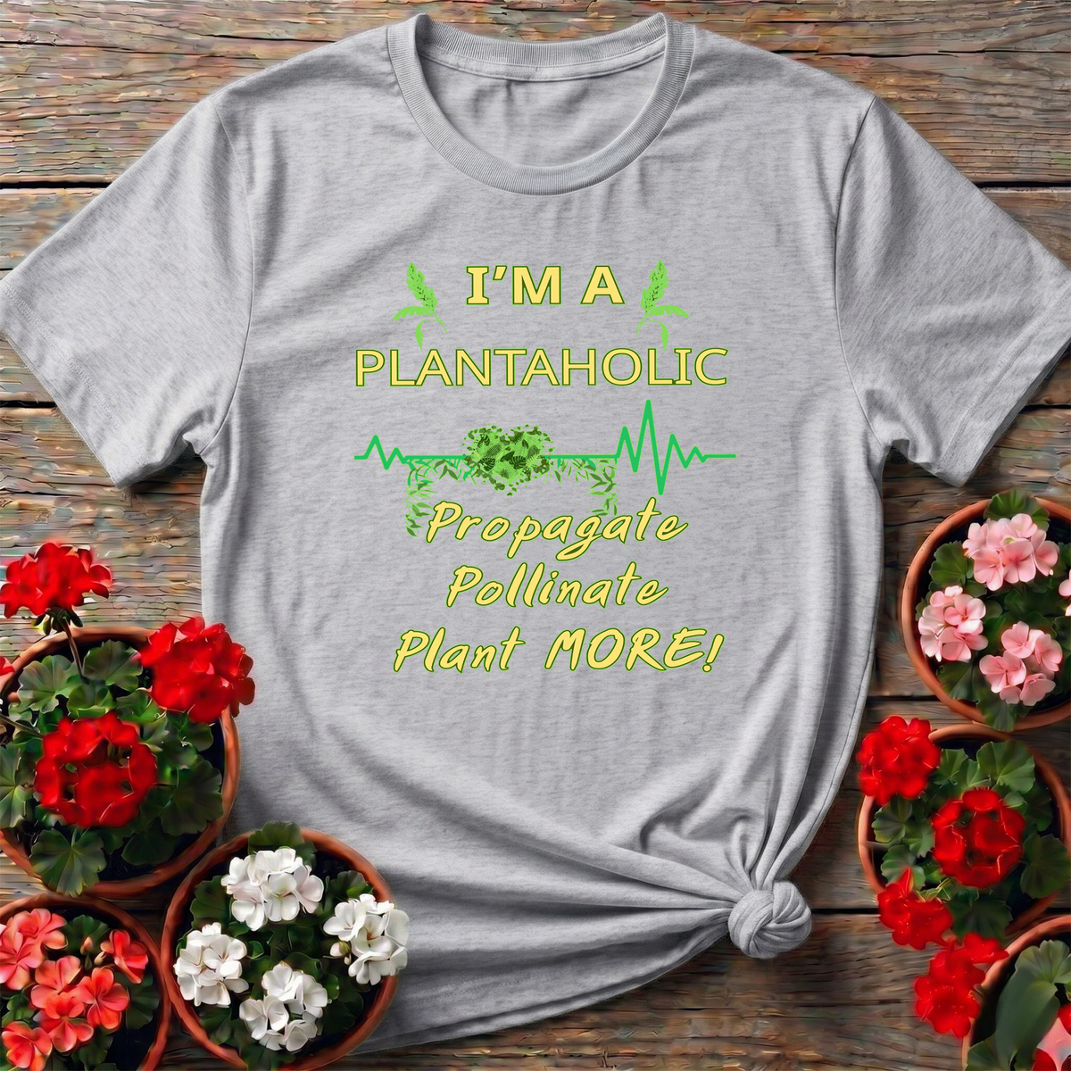 Plantaholic Heartbeat Propagate Pollinate T-shirt - GardeningTshirts