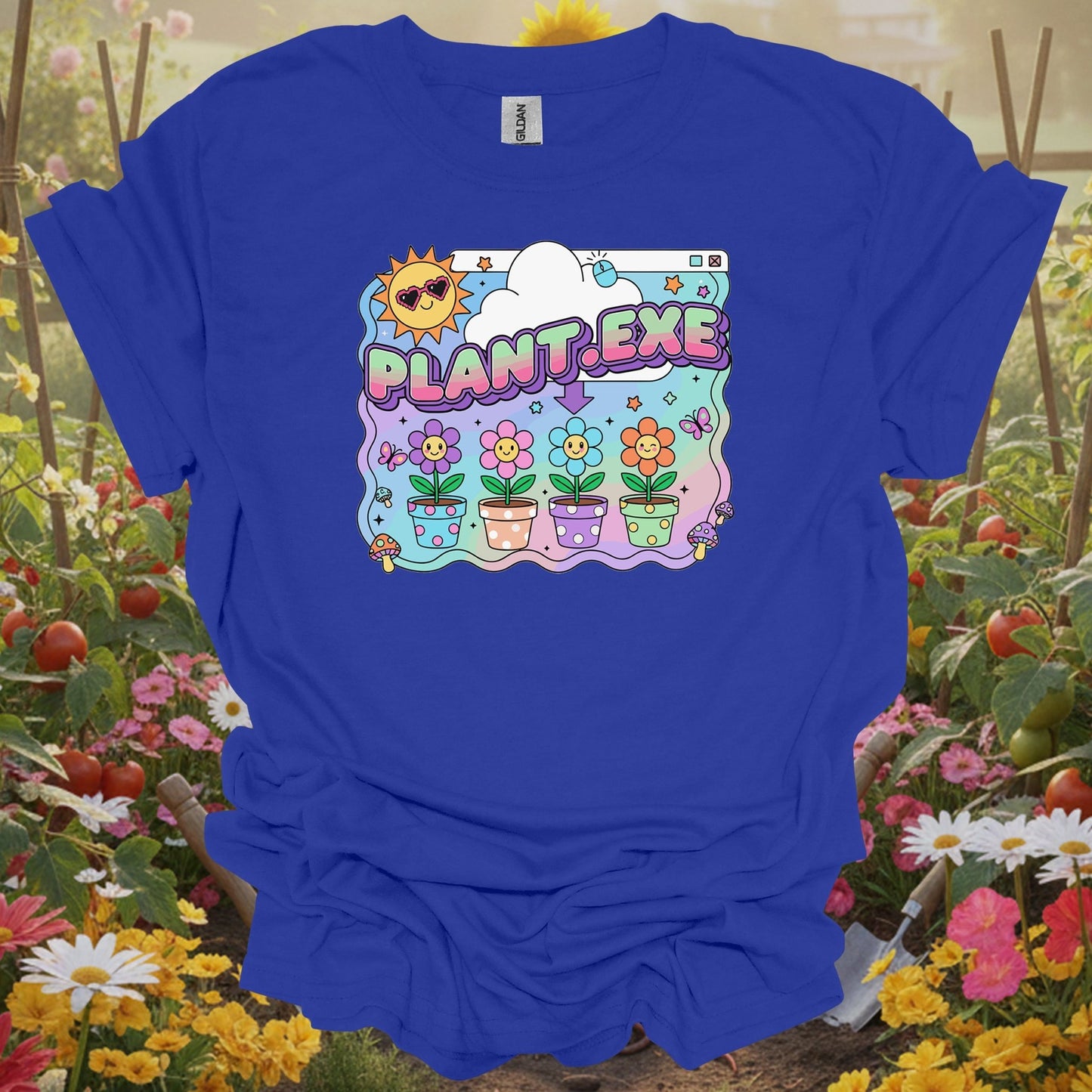 Royal top showing retro plant.exe y2k funny floppy disk for fun-loving growers