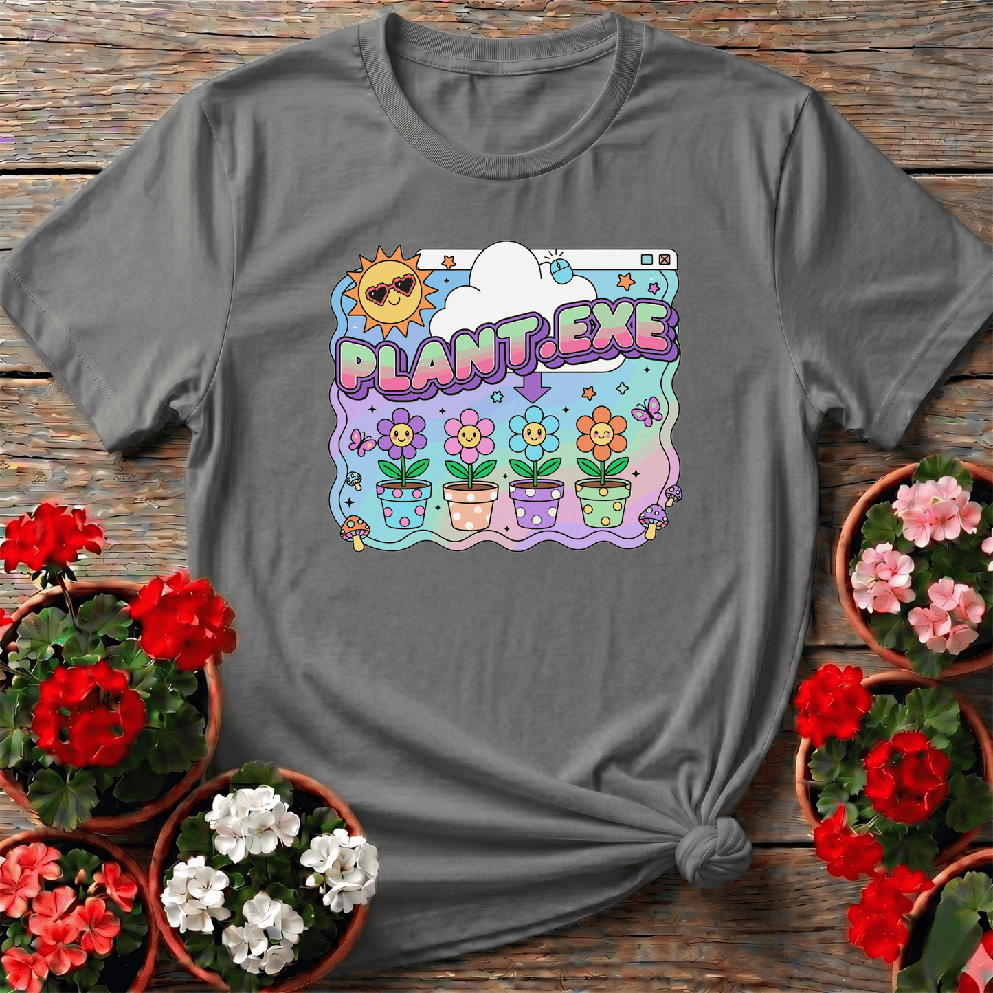 PLANT.EXE Y2K Funny Retro Floppy Disk T-shirt - GardeningTshirts