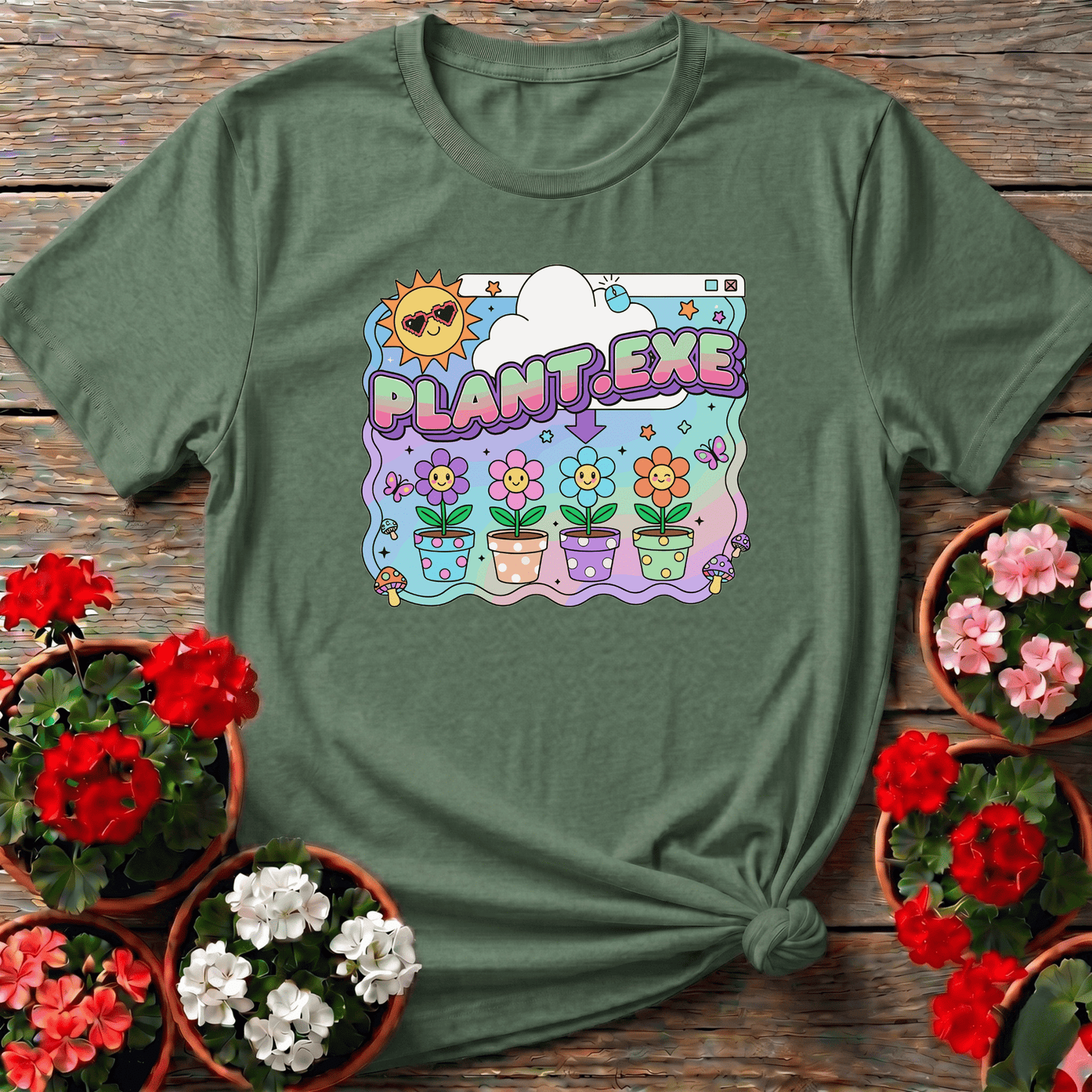 PLANT.EXE Y2K Funny Retro Floppy Disk T-shirt - GardeningTshirts
