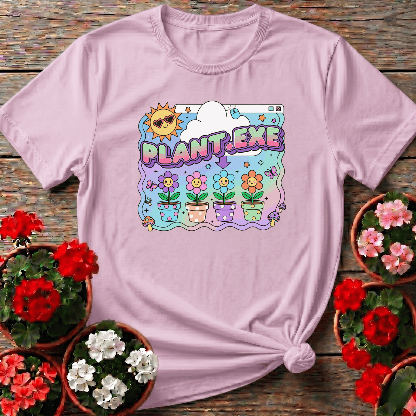 PLANT.EXE Y2K Funny Retro Floppy Disk T-shirt - GardeningTshirts