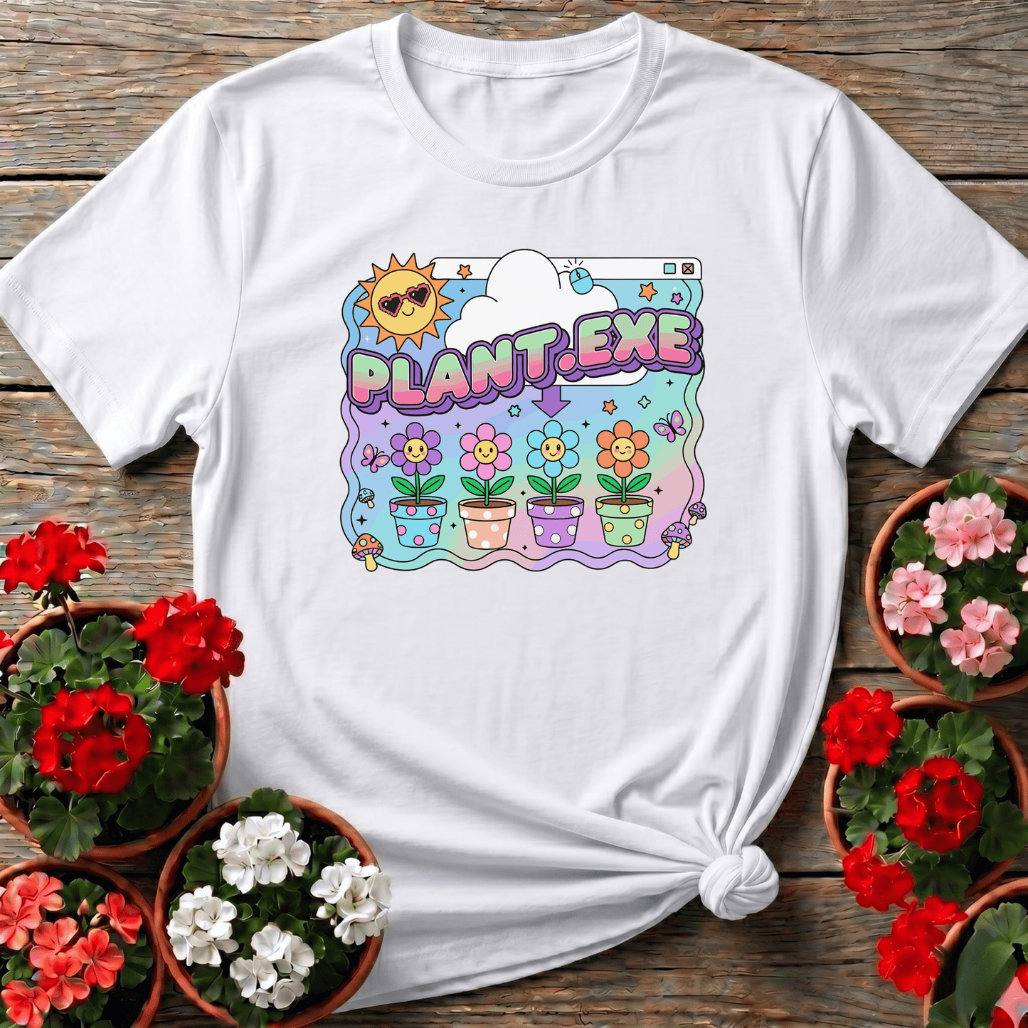 PLANT.EXE Y2K Funny Retro Floppy Disk T-shirt - GardeningTshirts