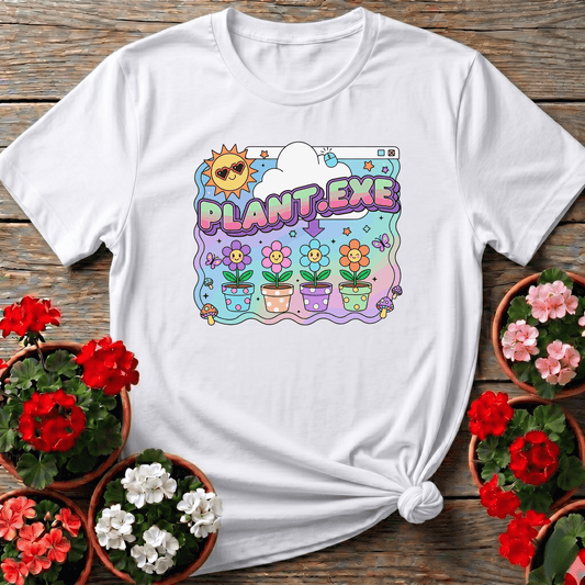 PLANT.EXE Y2K Funny Retro Floppy Disk T-shirt - GardeningTshirts