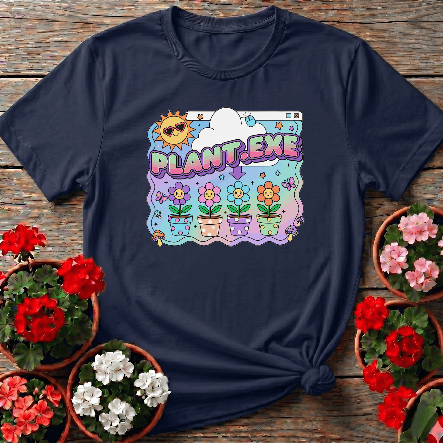 PLANT.EXE Y2K Funny Retro Floppy Disk T-shirt - GardeningTshirts
