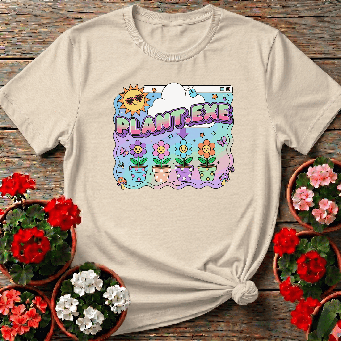 PLANT.EXE Y2K Funny Retro Floppy Disk T-shirt - GardeningTshirts