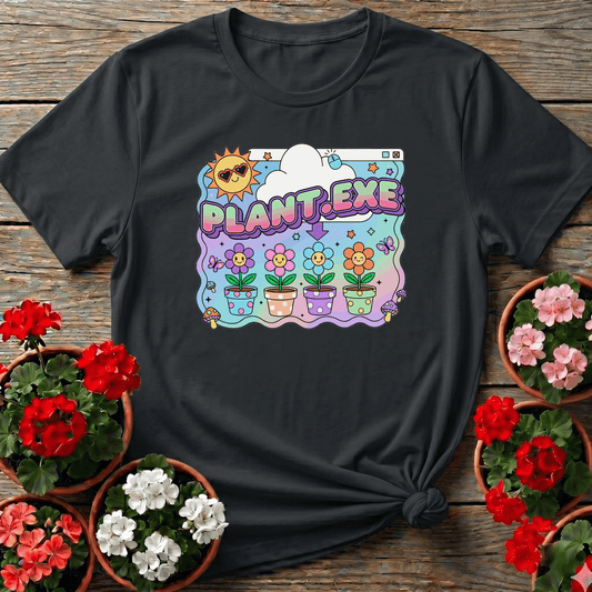 PLANT.EXE Y2K Funny Retro Floppy Disk T-shirt - GardeningTshirts
