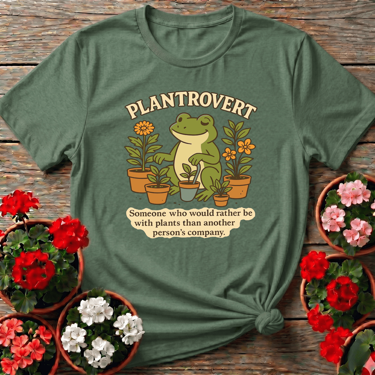 Plantrovert Funny Frog Gardening Tee for Plant Lovers - GardeningTshirts