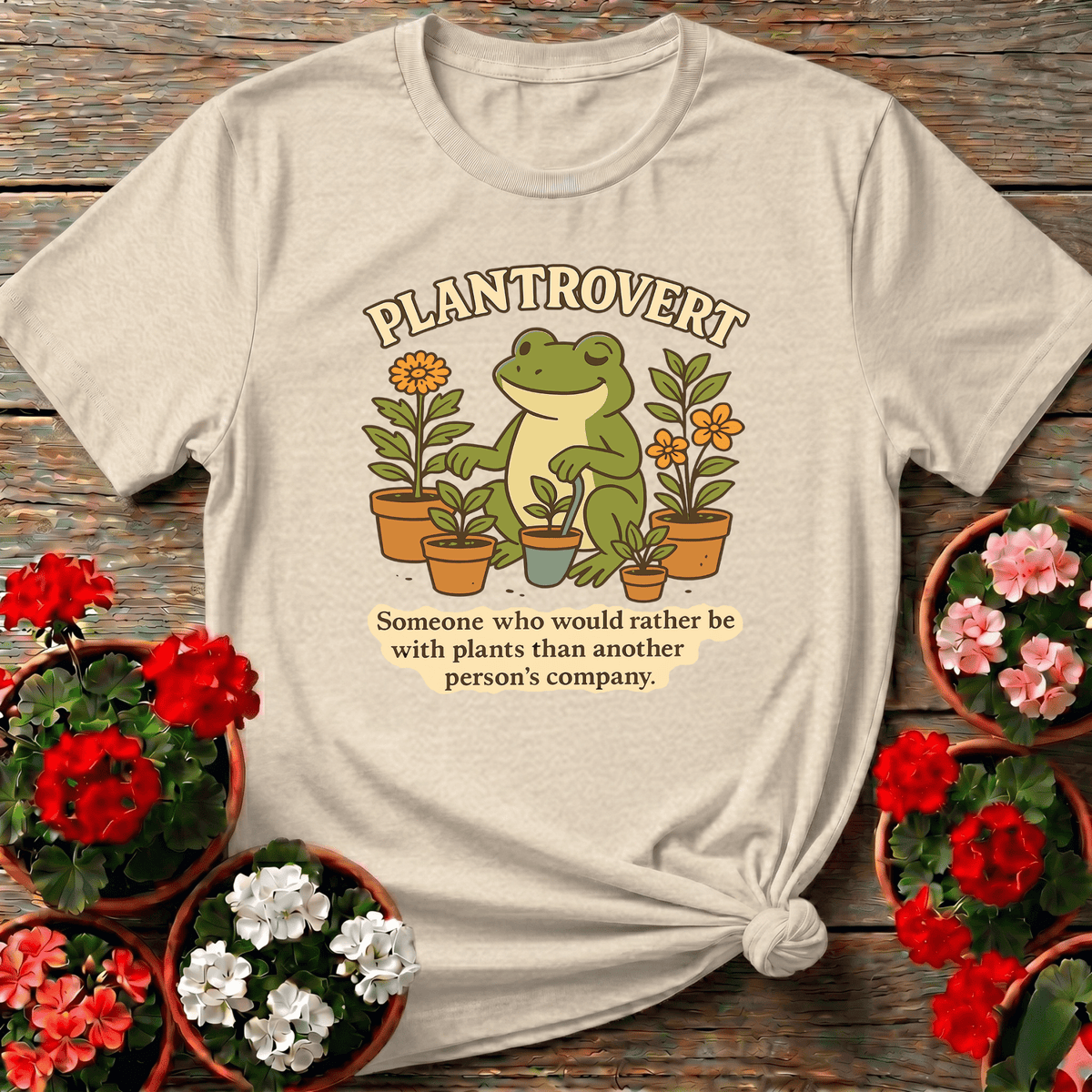 Plantrovert Funny Frog Gardening Tee for Plant Lovers - GardeningTshirts