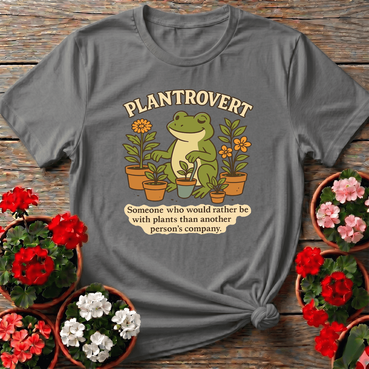 Plantrovert Funny Frog Gardening Tee for Plant Lovers - GardeningTshirts