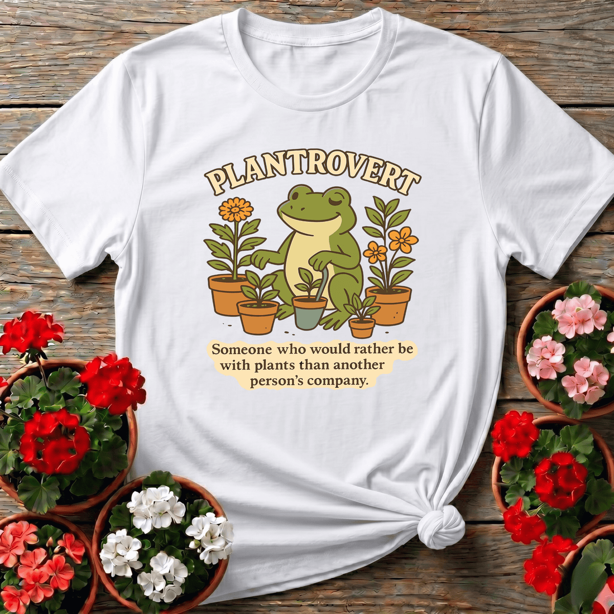 Plantrovert Funny Frog Gardening Tee for Plant Lovers - GardeningTshirts