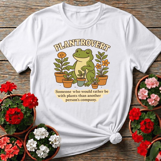 Plantrovert Funny Frog Gardening Tee for Plant Lovers - GardeningTshirts