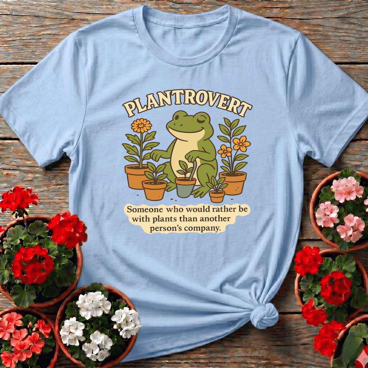 Plantrovert Funny Frog Gardening Tee for Plant Lovers - GardeningTshirts