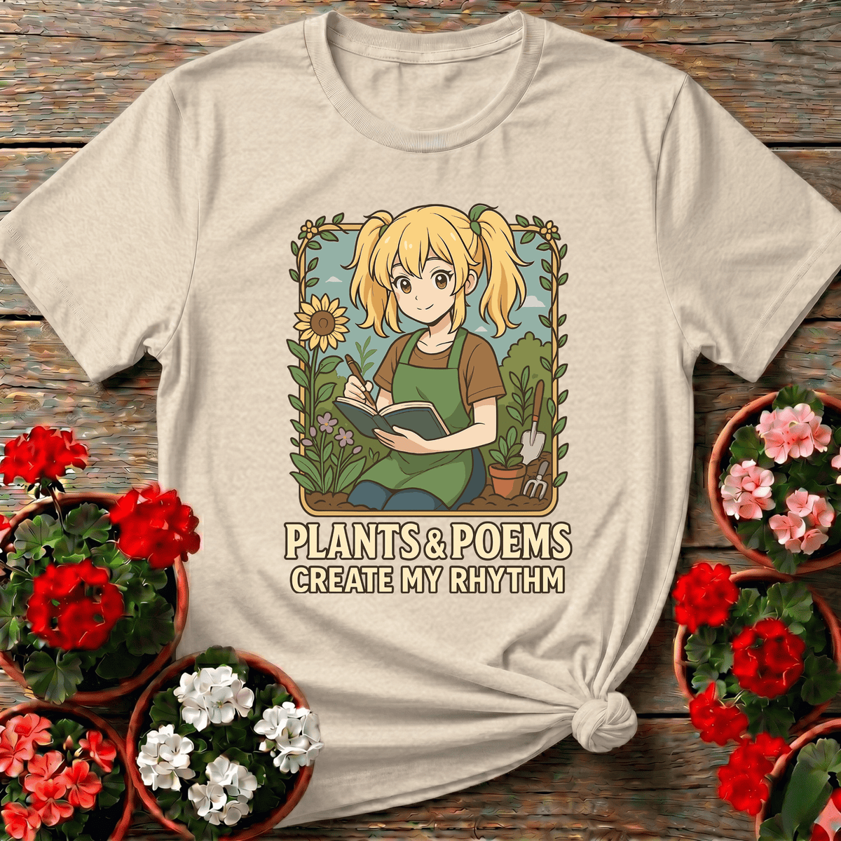 Plants and Poems Create My Rhythm Gardening T-Shirt - GardeningTshirts