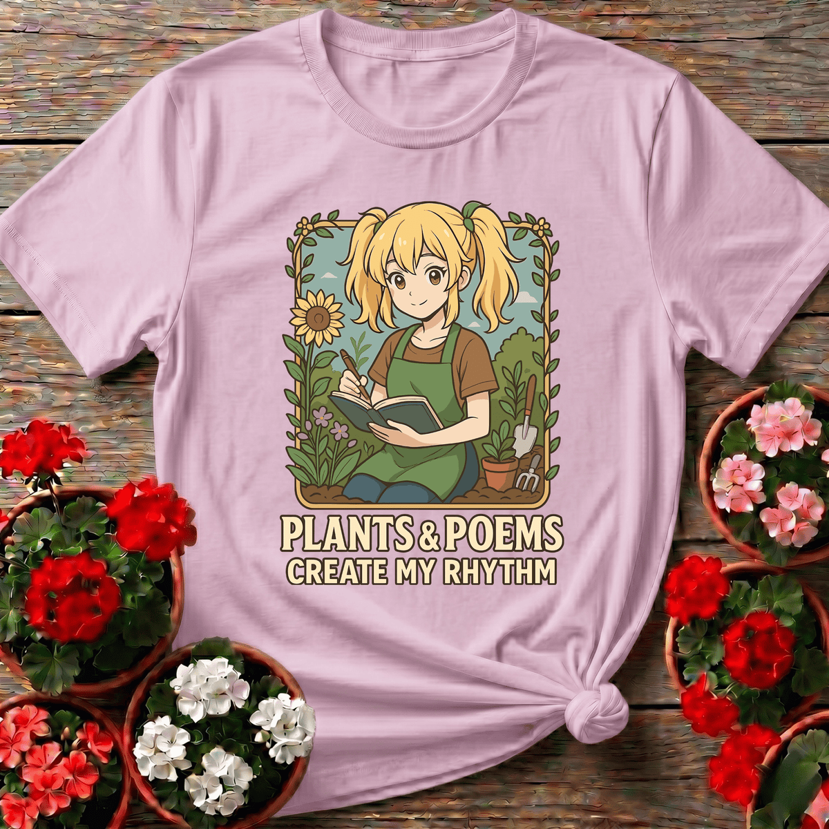 Plants and Poems Create My Rhythm Gardening T-Shirt - GardeningTshirts
