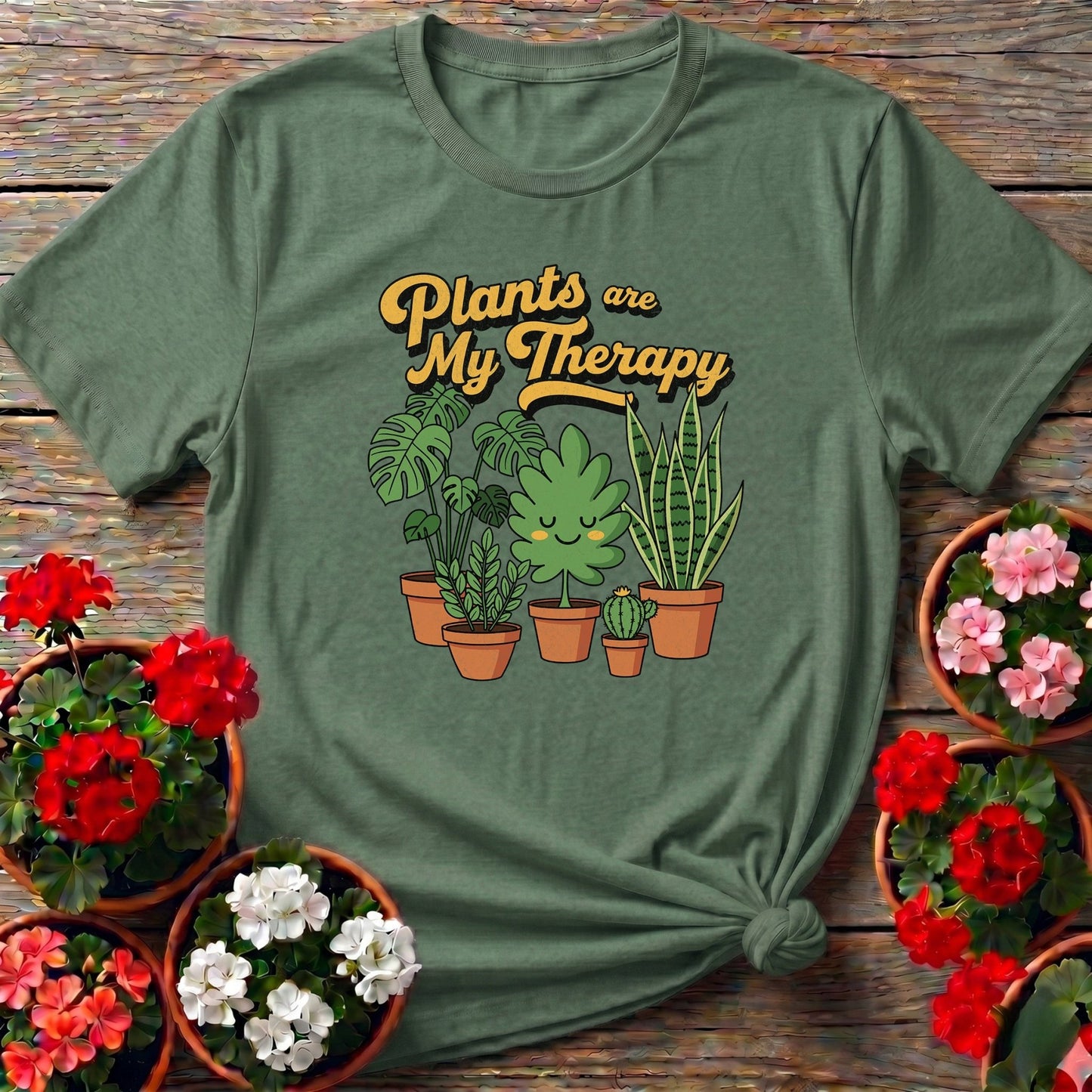 Plants Are My Therapy Houseplant T shirt - GardeningTshirts