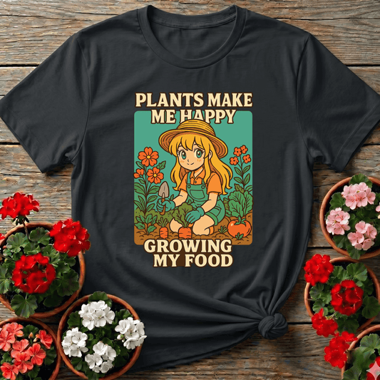 Plants Make Me Happy Growing My Food Anime Tee - GardeningTshirts