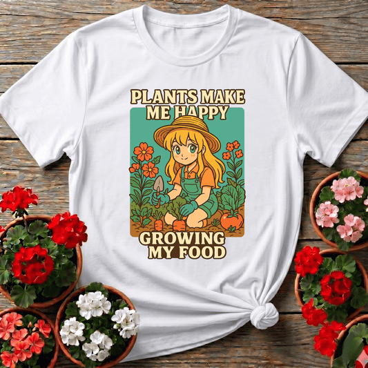 Plants Make Me Happy Growing My Food Anime Tee - GardeningTshirts