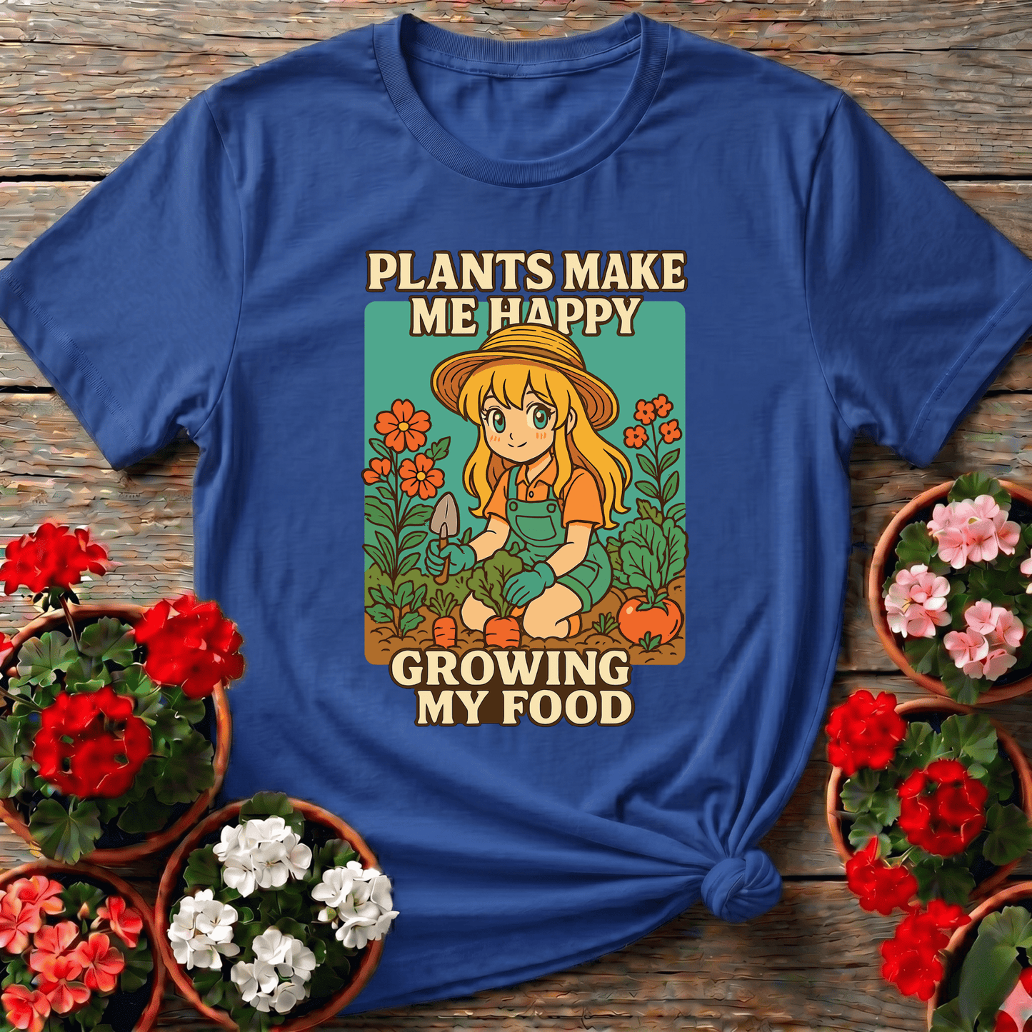 Plants Make Me Happy Growing My Food Anime Tee - GardeningTshirts