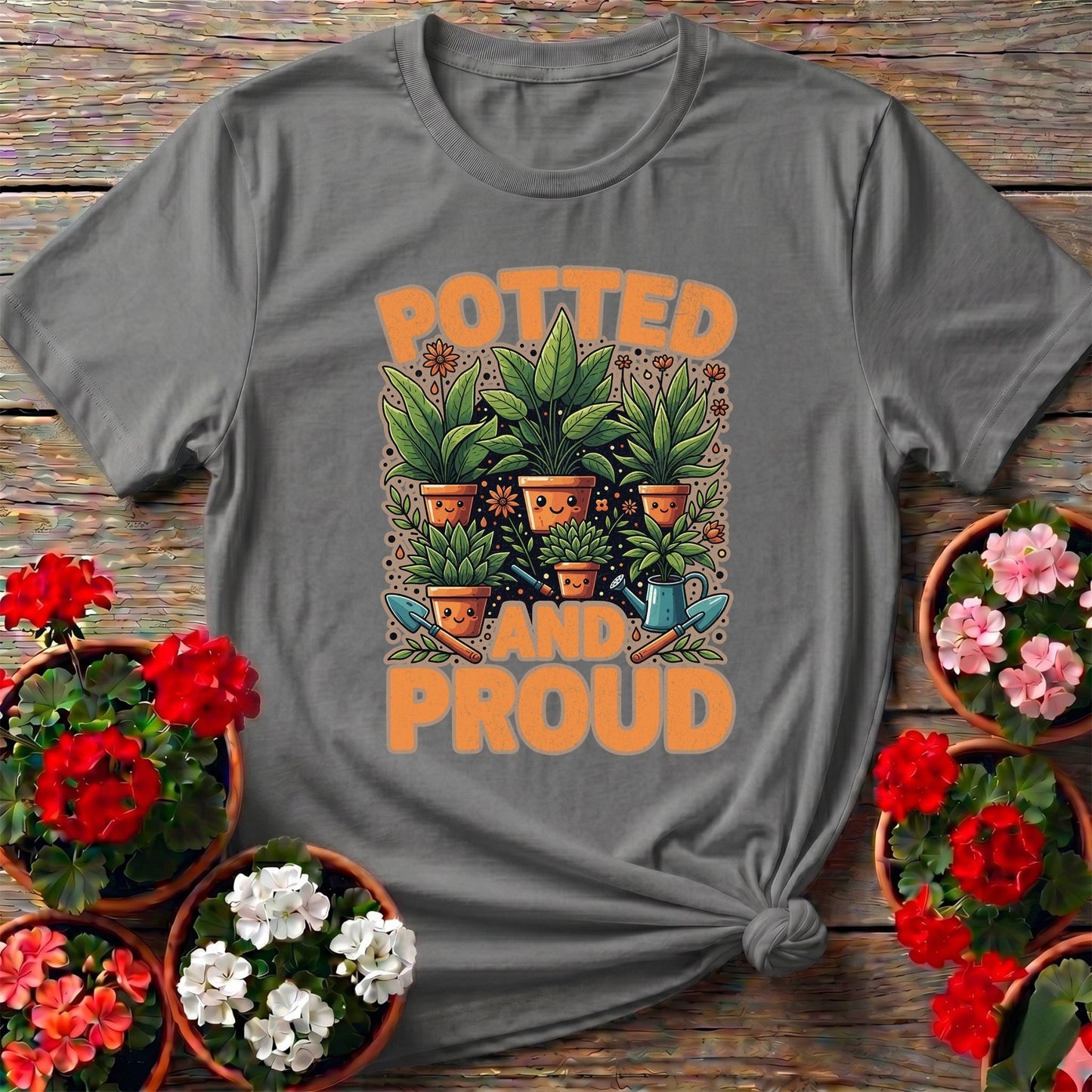 Potted And Proud Cute Houseplant T-shirt - GardeningTshirts