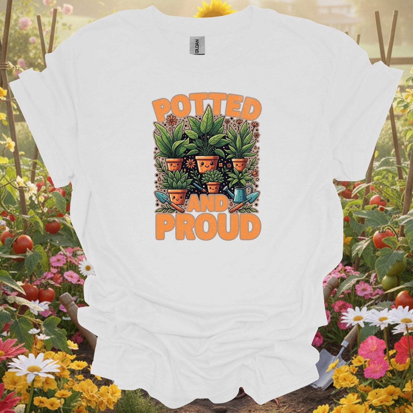 White tshirt showing potted and proud cute houseplant for gardening enthusiasts