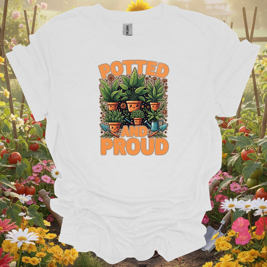 White tshirt showing potted and proud cute houseplant for gardening enthusiasts