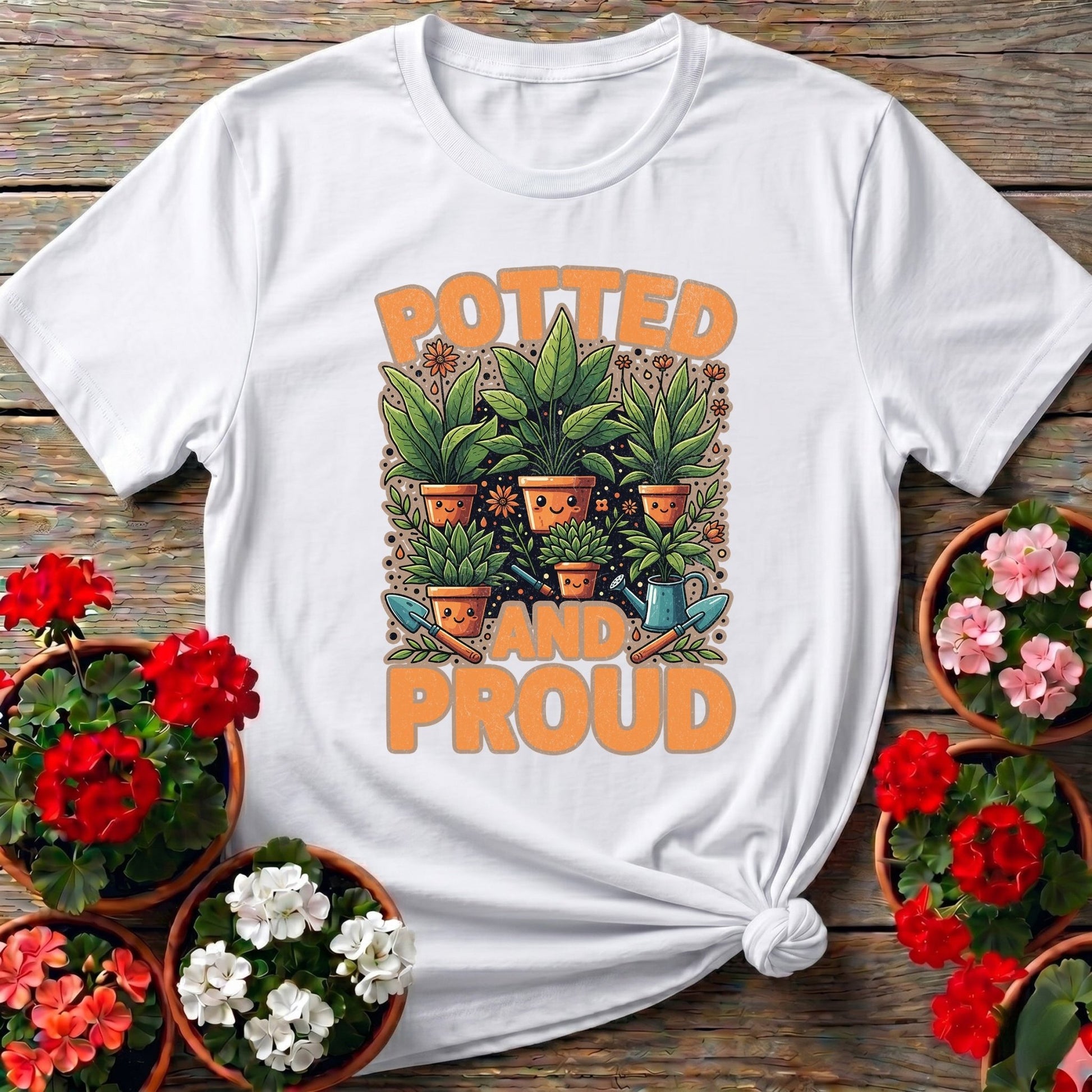 Potted And Proud Cute Houseplant T-shirt - GardeningTshirts