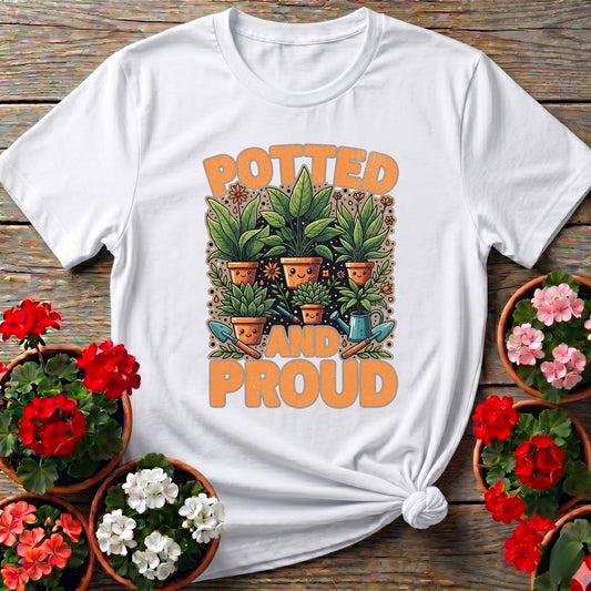 Potted And Proud Cute Houseplant T-shirt - GardeningTshirts