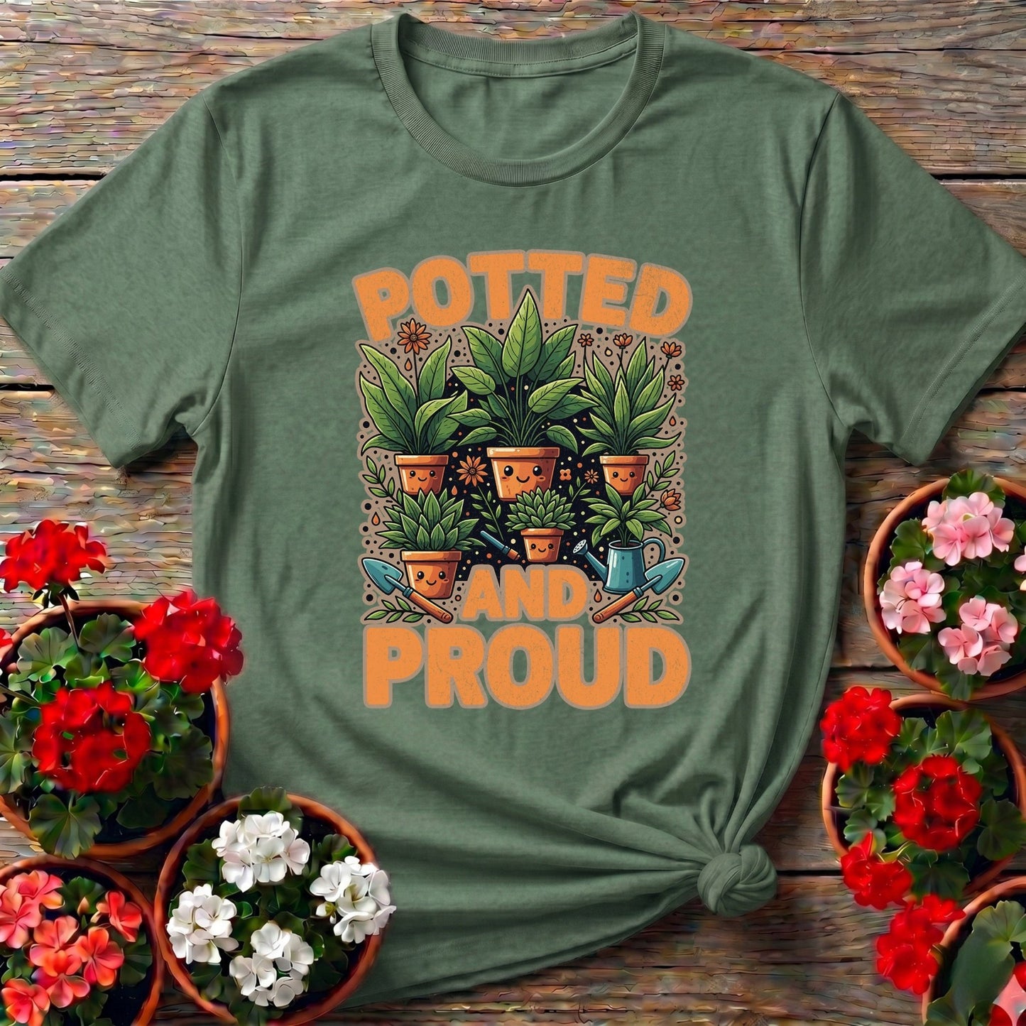 Potted And Proud Cute Houseplant T-shirt - GardeningTshirts