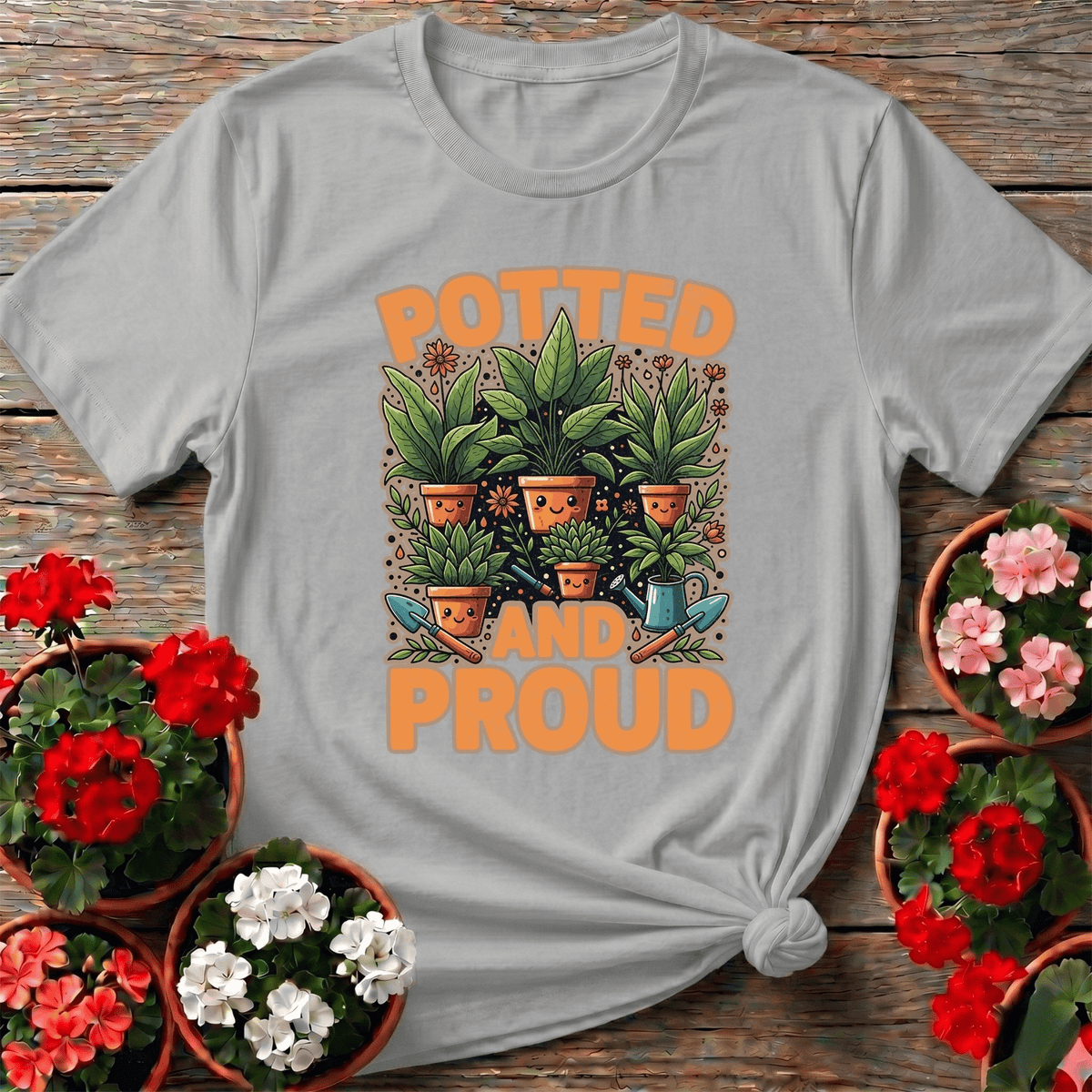 Potted And Proud Cute Houseplant T-shirt - GardeningTshirts