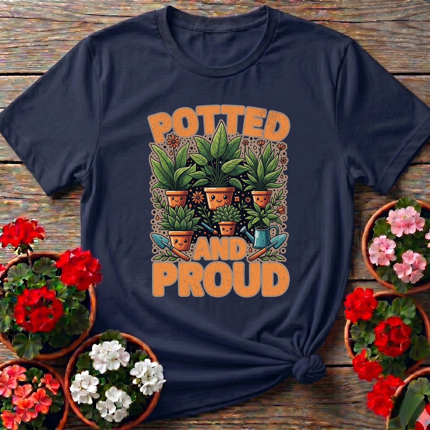 Potted And Proud Cute Houseplant T-shirt - GardeningTshirts