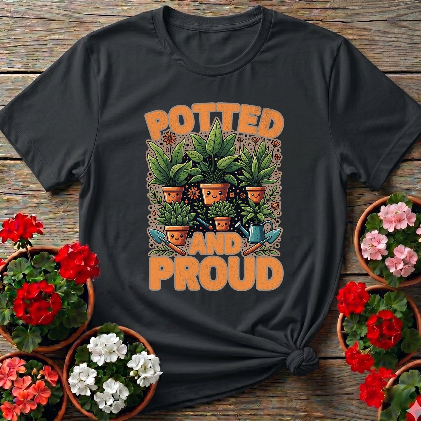 Potted And Proud Cute Houseplant T-shirt - GardeningTshirts
