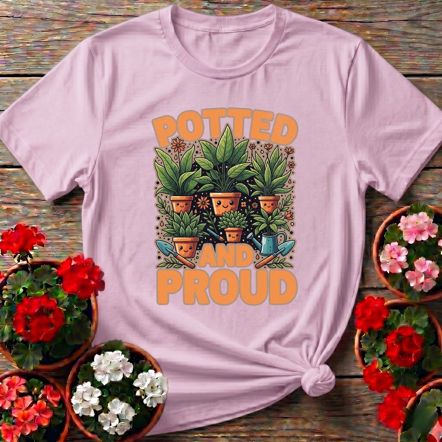 Potted And Proud Cute Houseplant T-shirt - GardeningTshirts
