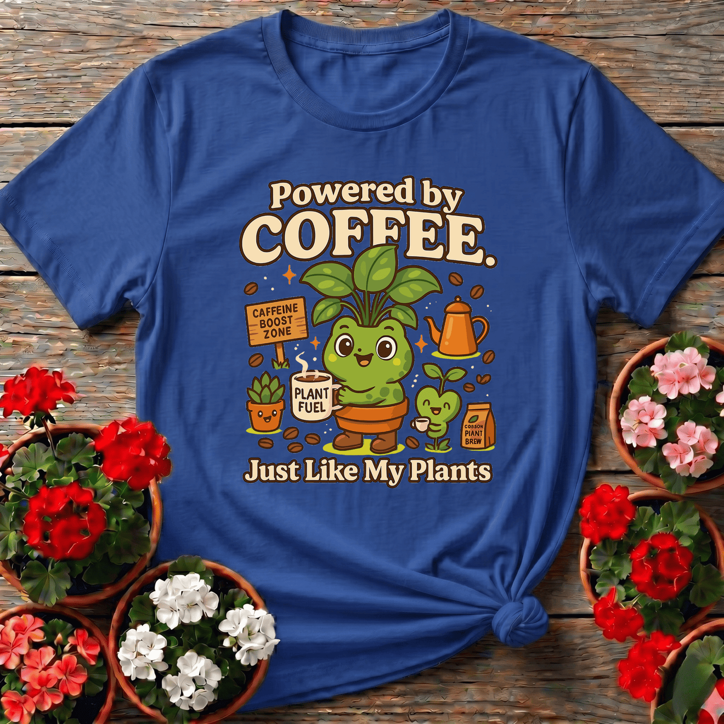 Powered By Coffee Just Like My Plants Frog T-shirt - GardeningTshirts