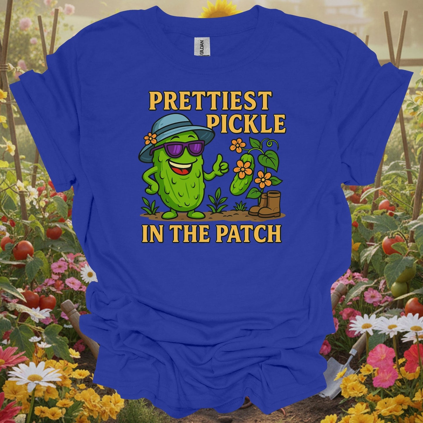Royal top showing confident pickle claiming prettiest in the patch title for cucumber patch keepers