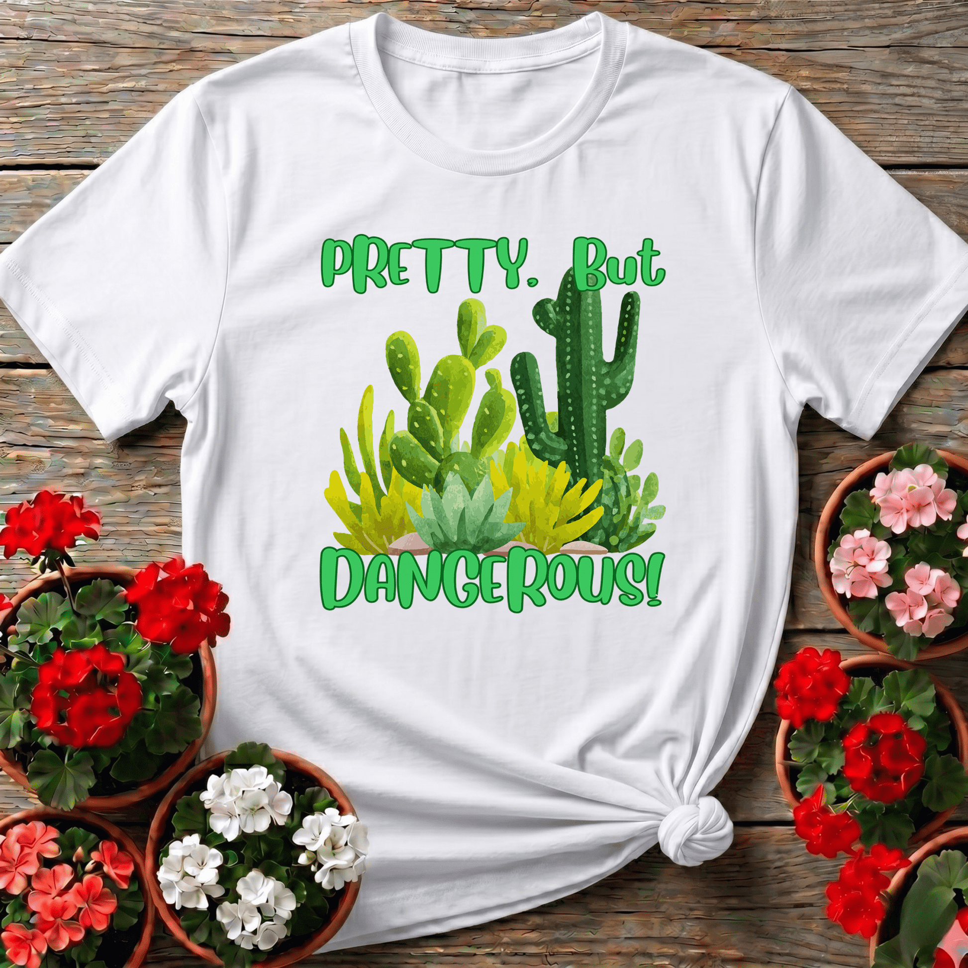 Pretty But Dangerous Funny Cactus Succulent Tee - GardeningTshirts