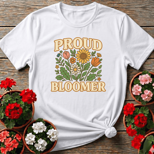 Proud Bloomer Floral Bouquet Slogan T-shirt - GardeningTshirts