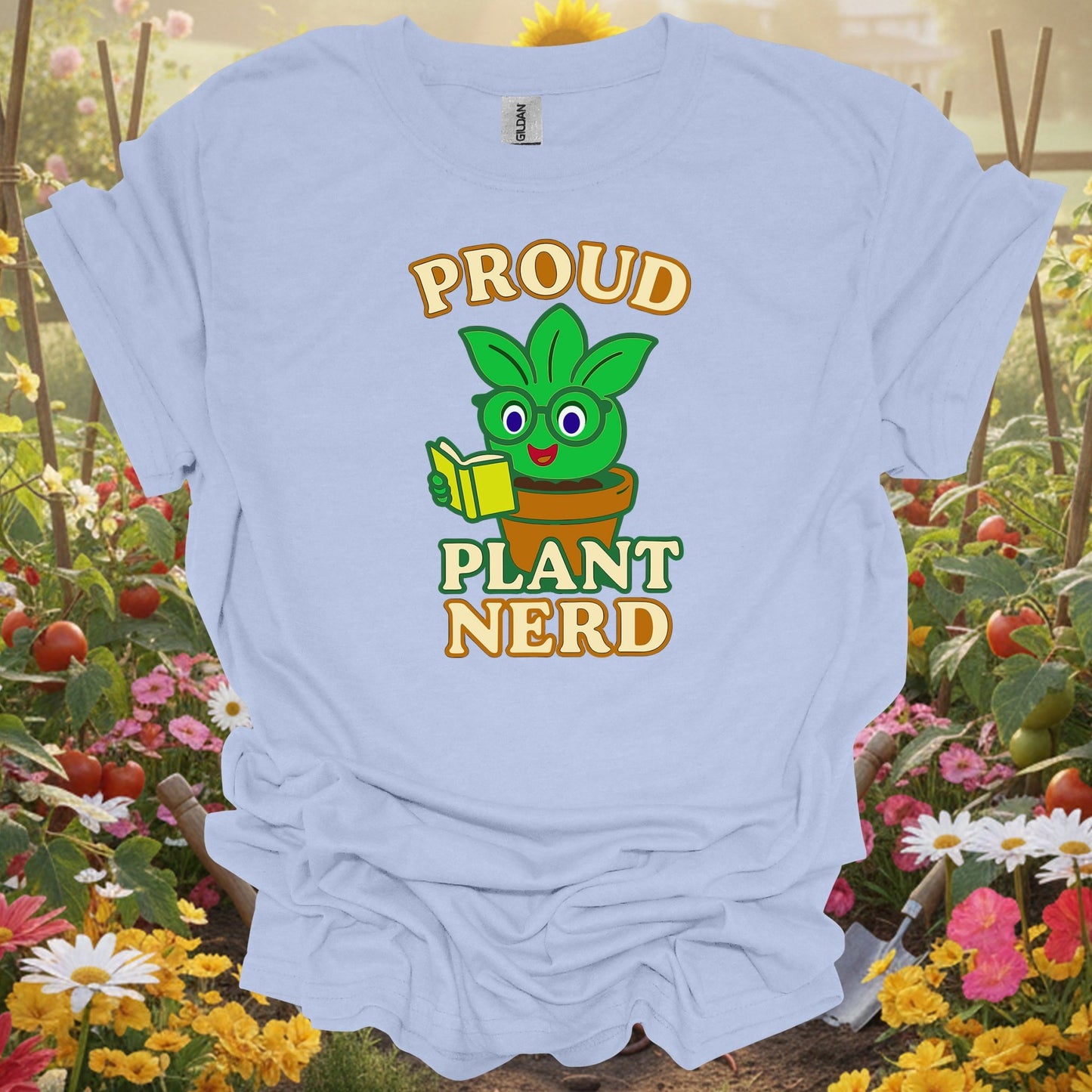 Light Blue shirt showing proud plant nerd cute houseplant for home gardeners