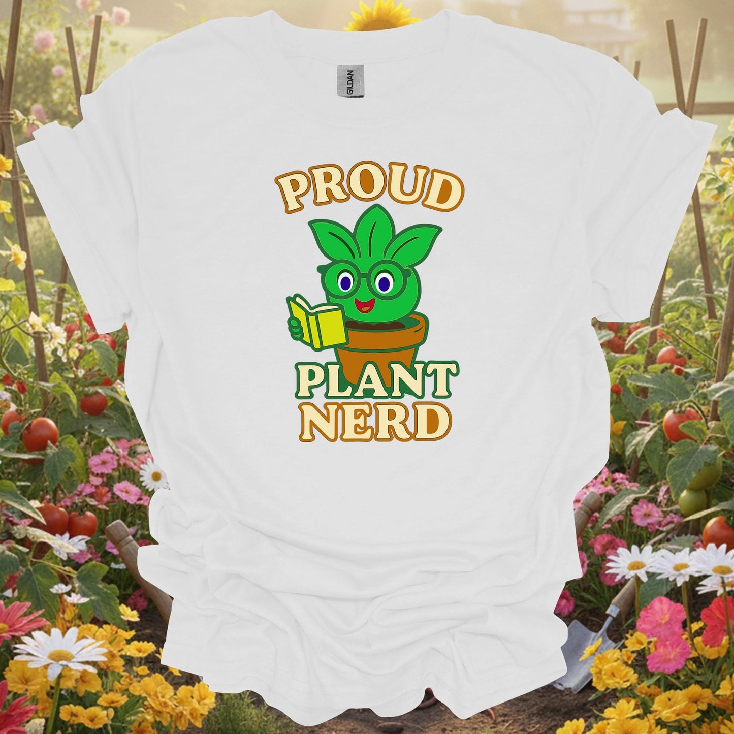White tee showing proud plant nerd cute houseplant for garden hobbyists