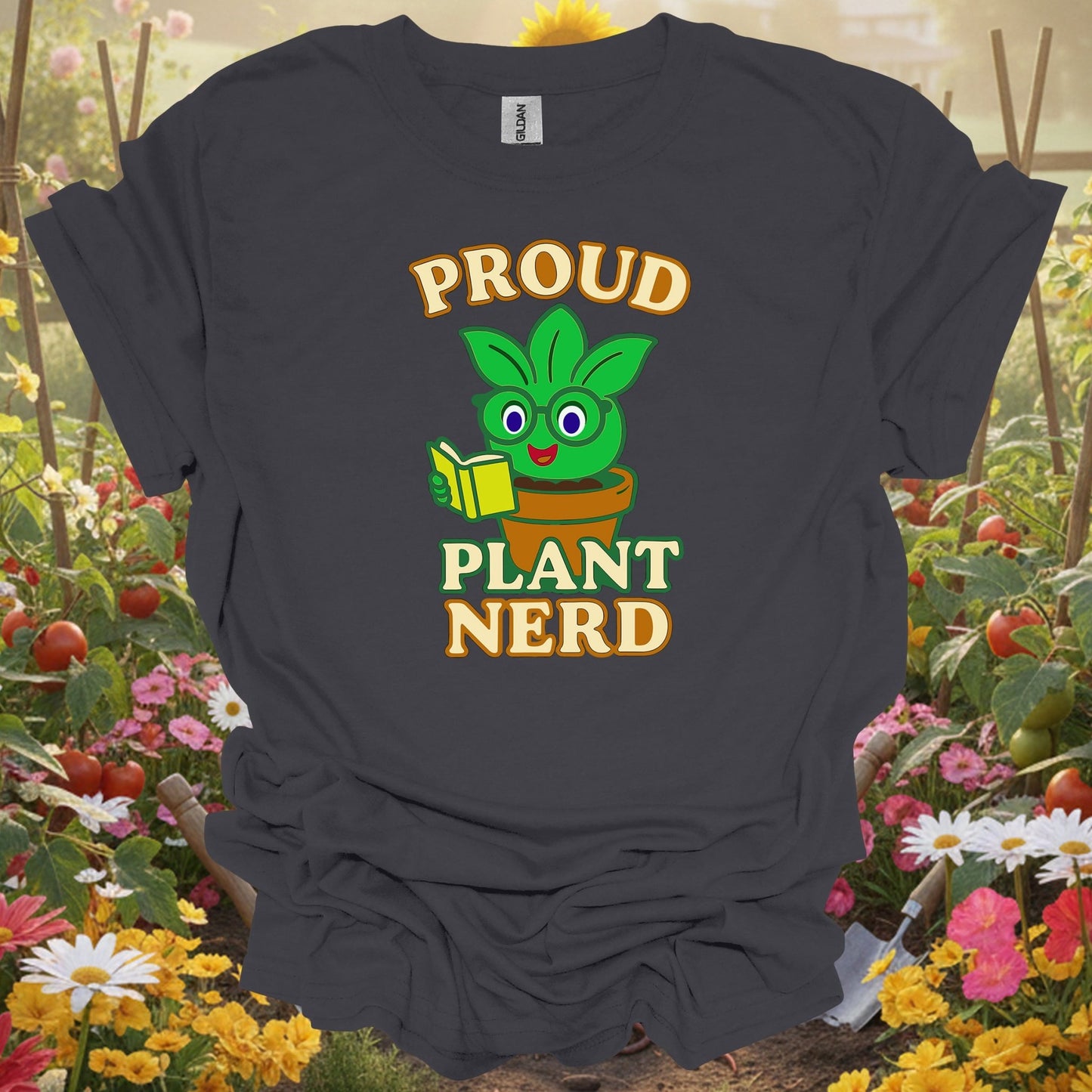 Charcoal tee showing proud plant nerd cute houseplant for plant lovers