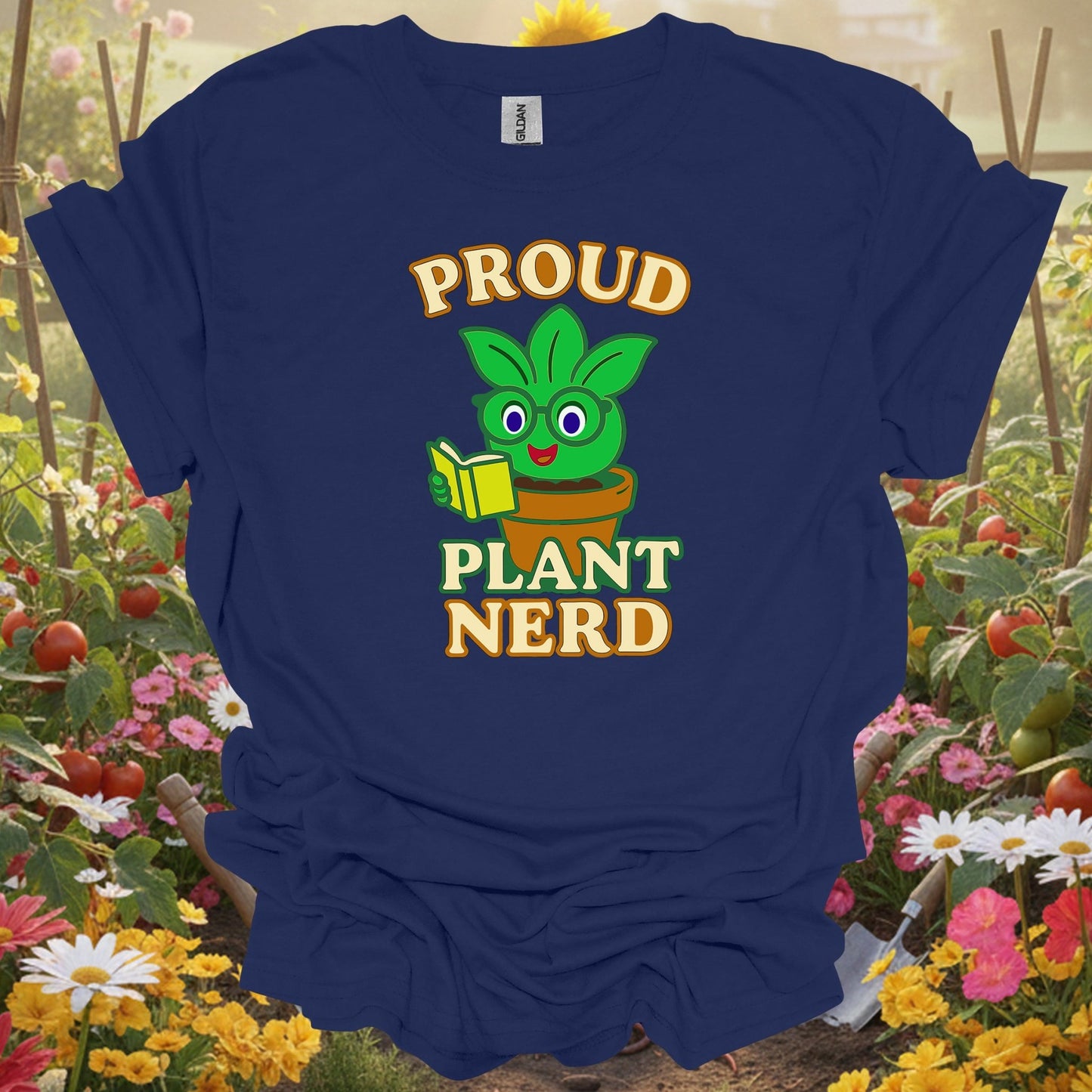 Navy tshirt showing proud plant nerd cute houseplant for gardening enthusiasts