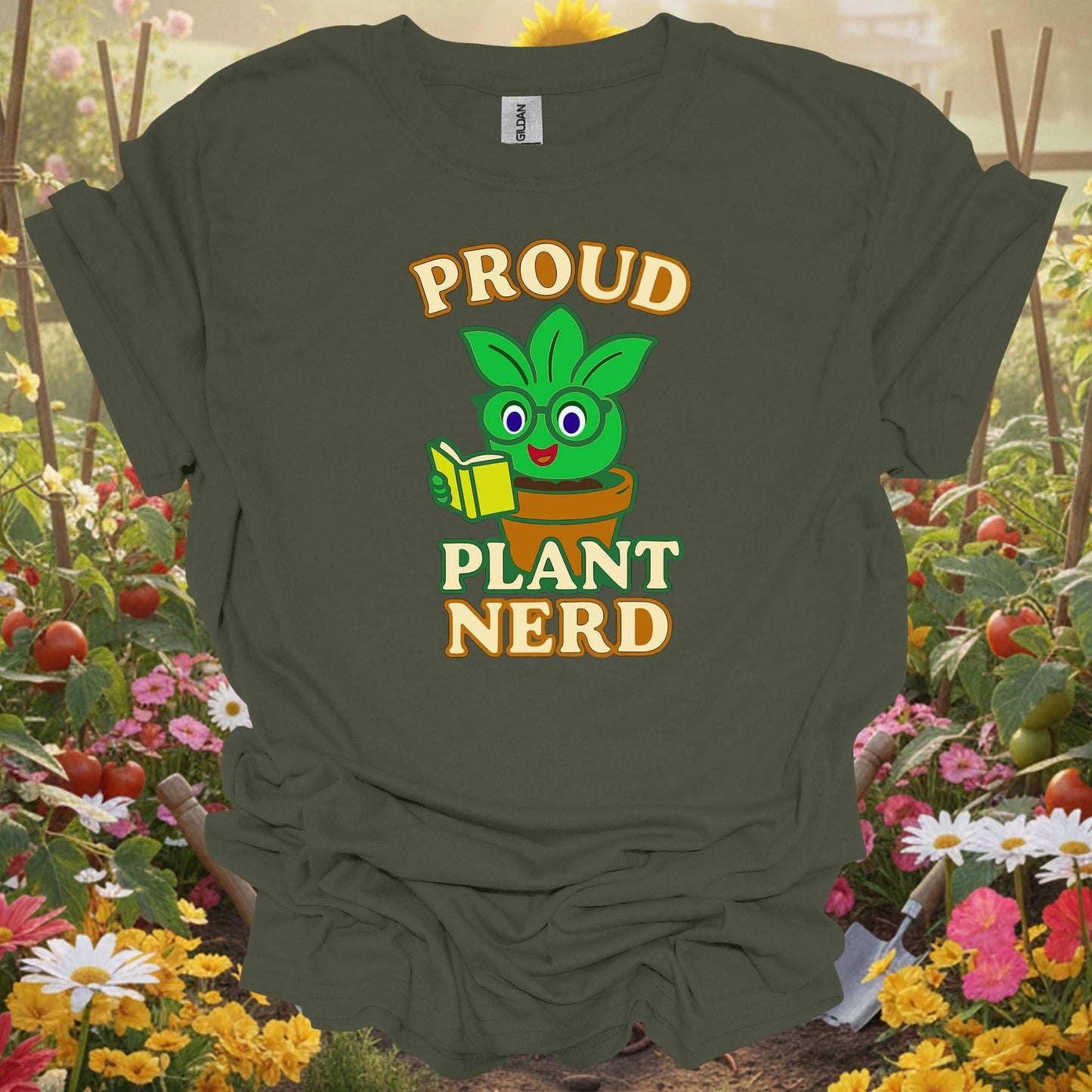 Military Green top showing proud plant nerd cute houseplant for nature lovers