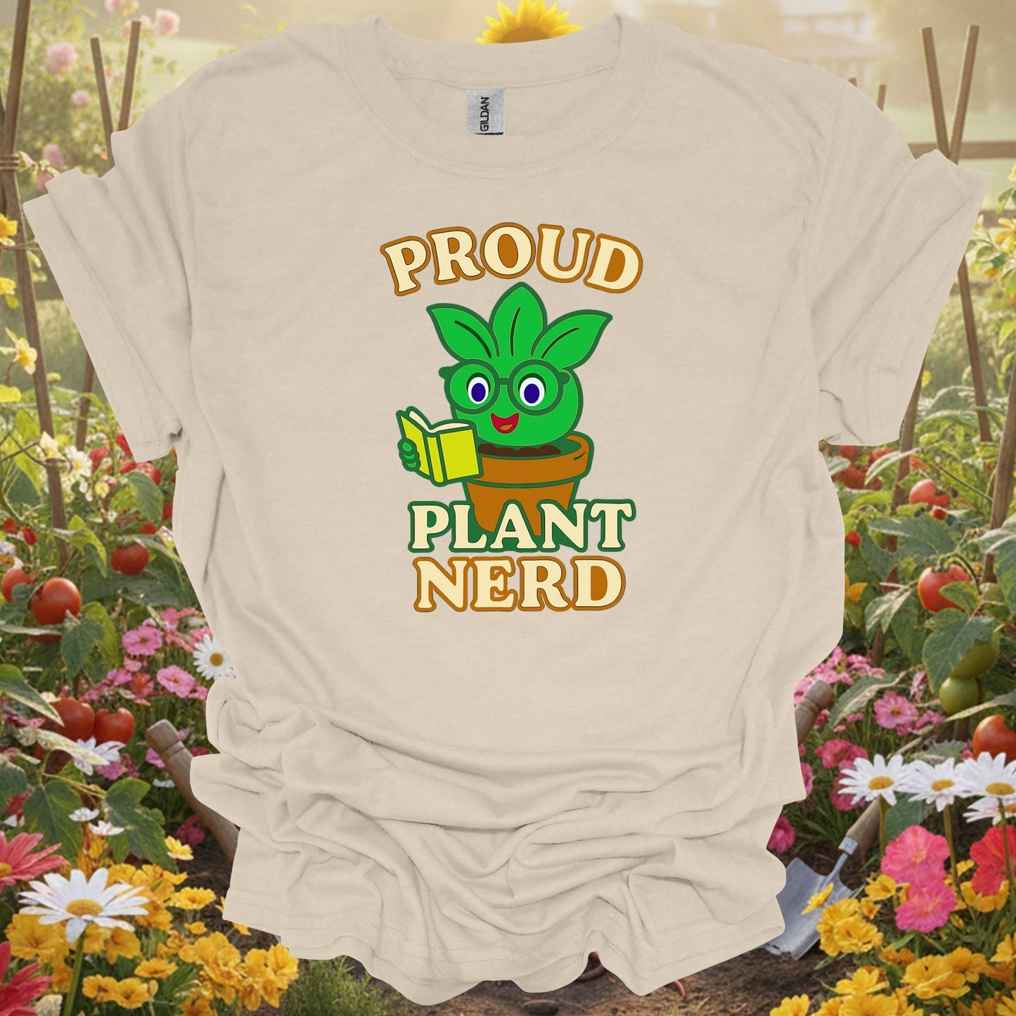 Natural tshirt showing proud plant nerd cute houseplant for people who love plants