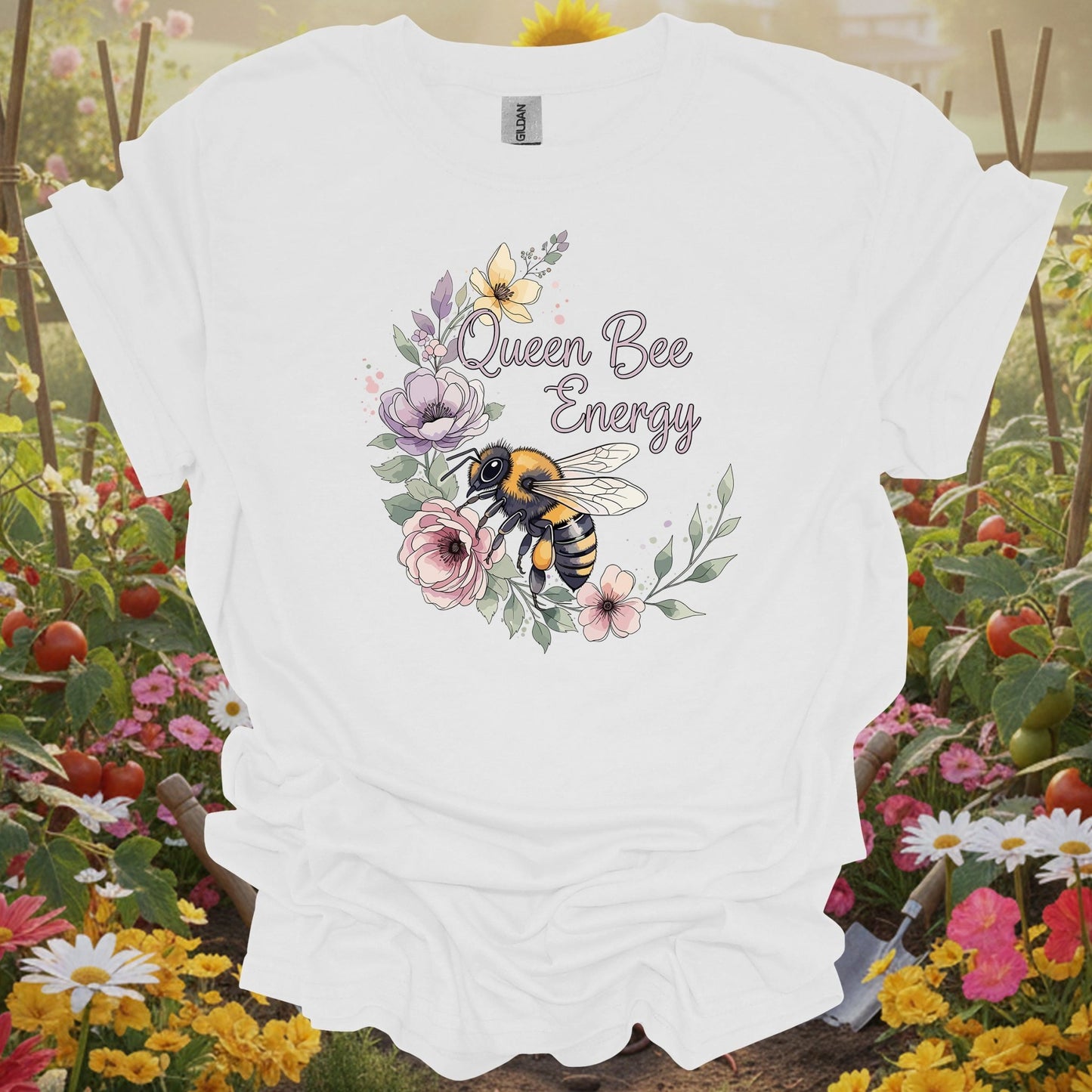 Queen Bee Energy Elegant Backyard Sanctuary Statement Shirt - GardeningTshirts