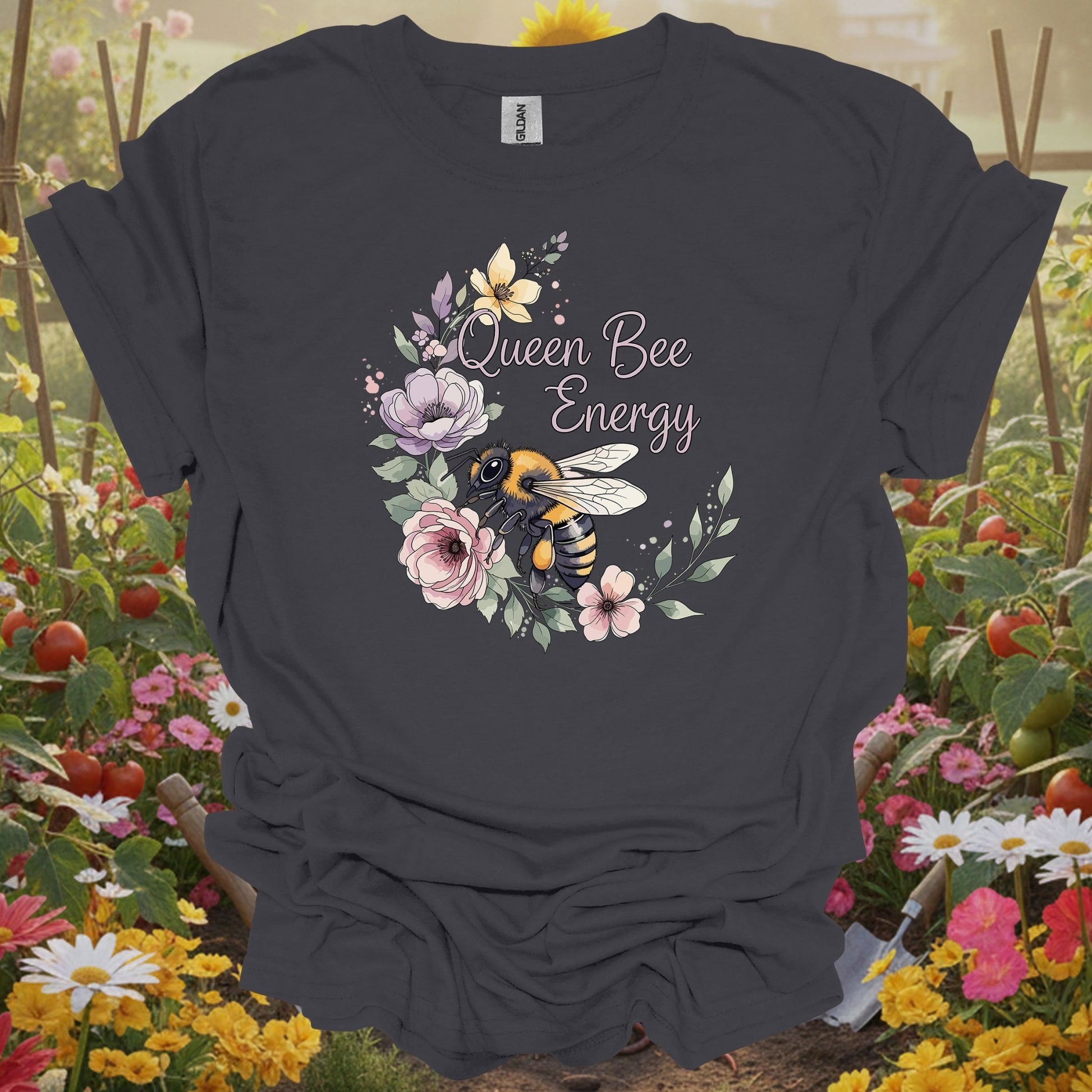 Queen Bee Energy Elegant Backyard Sanctuary Statement Shirt - GardeningTshirts