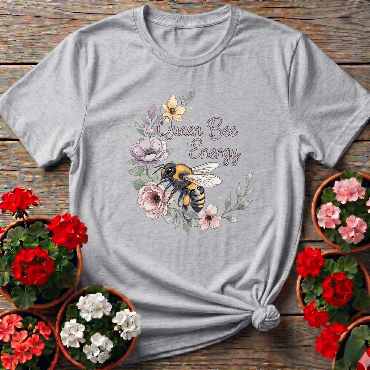 Queen Bee Energy Elegant Backyard Sanctuary Tee - GardeningTshirts