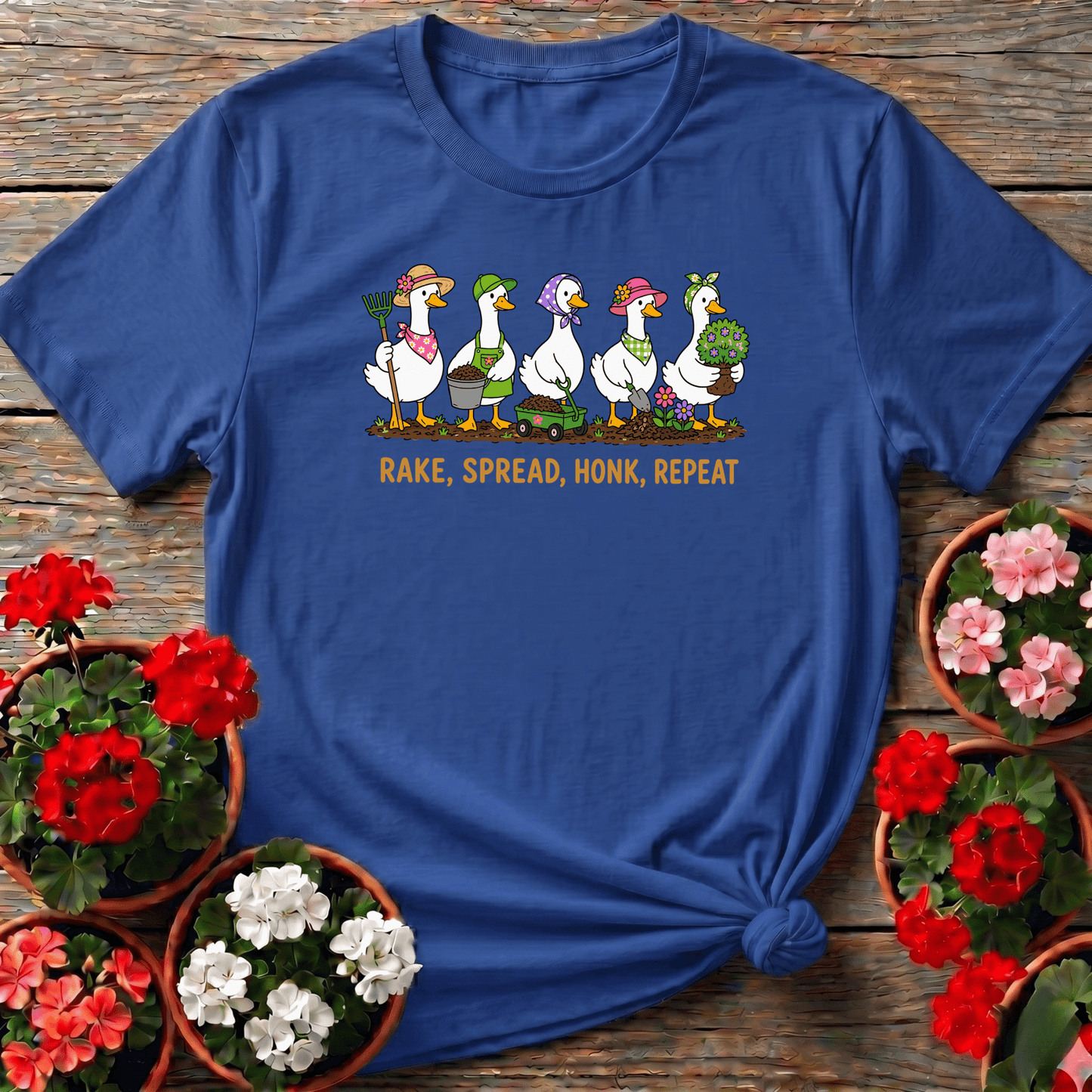 Rake Spread Honk Repeat Funny Gardening Geese T-Shirt - GardeningTshirts
