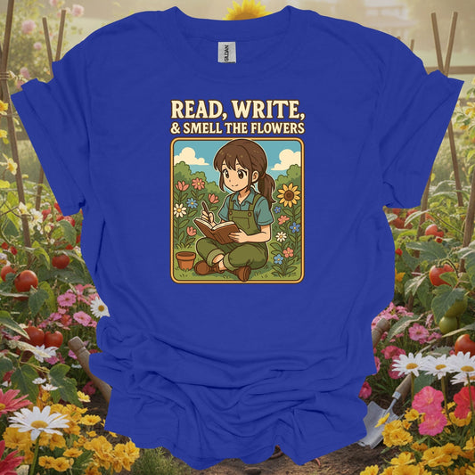 Read Write & Smell The Flowers Kawaii Backyard Sanctuary Statement Shirt - GardeningTshirts