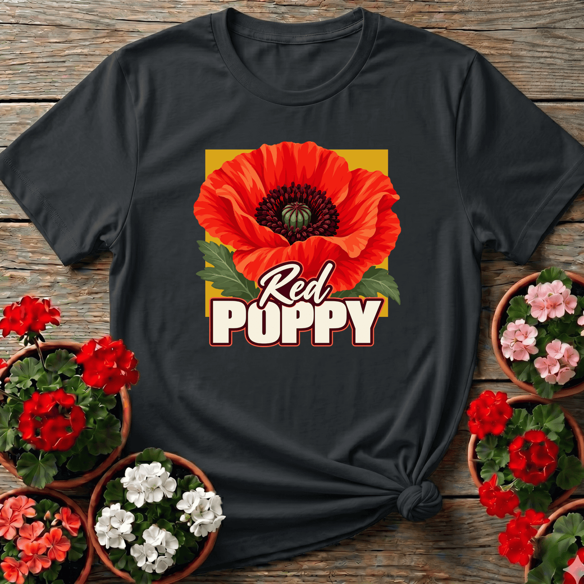 Red Poppy Flower Gardening Tee for Poppy Lovers - GardeningTshirts